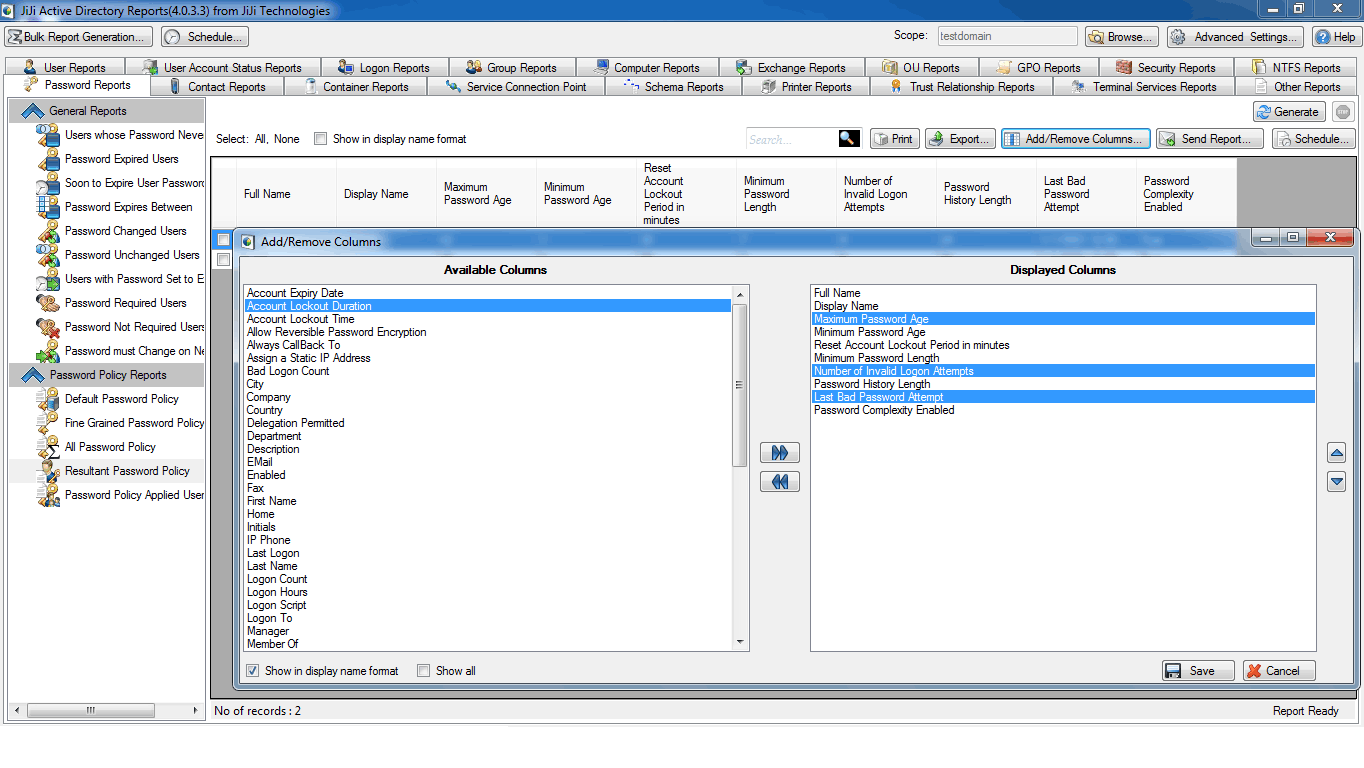 Active Directory Password Report